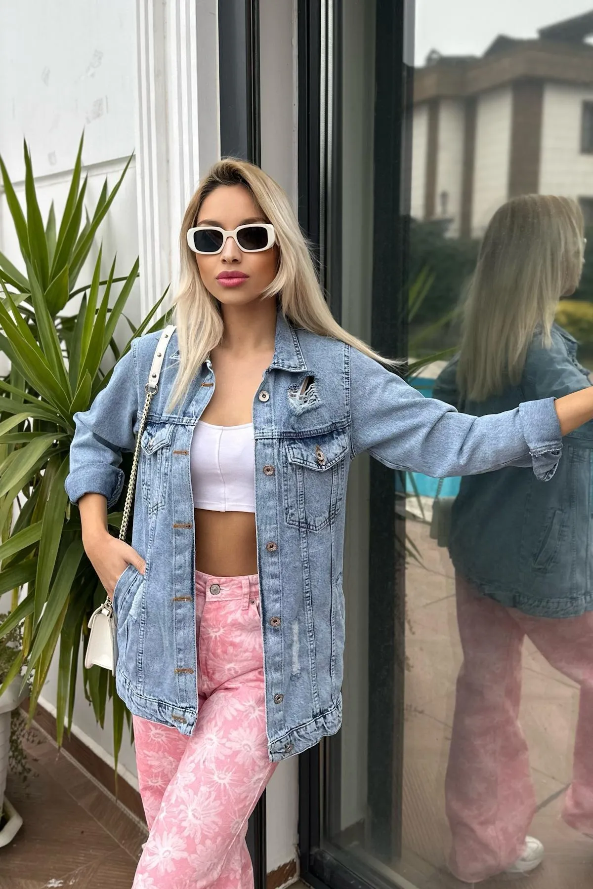 Yırtıklı Boyfriend Jeans Ceket