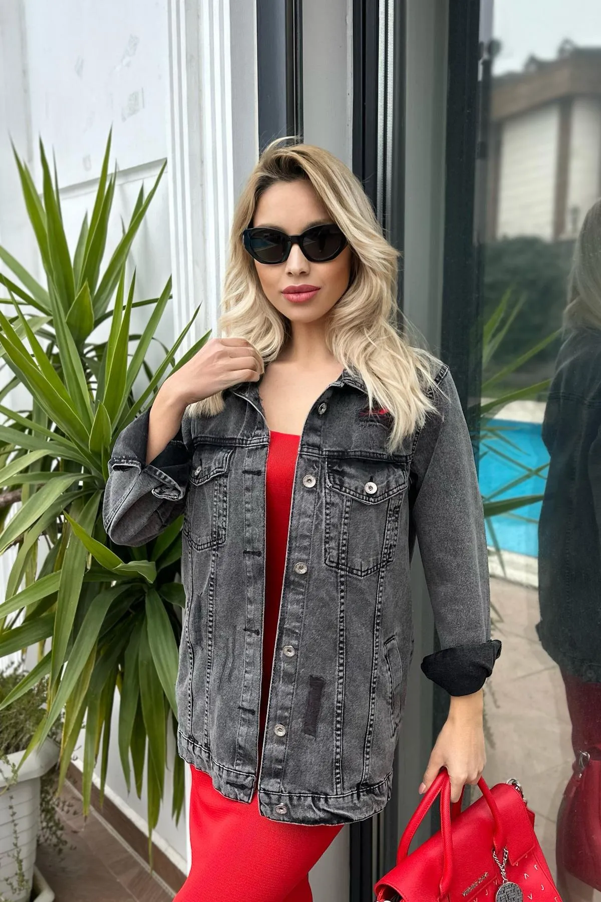 Yırtıklı Boyfriend Jeans Ceket