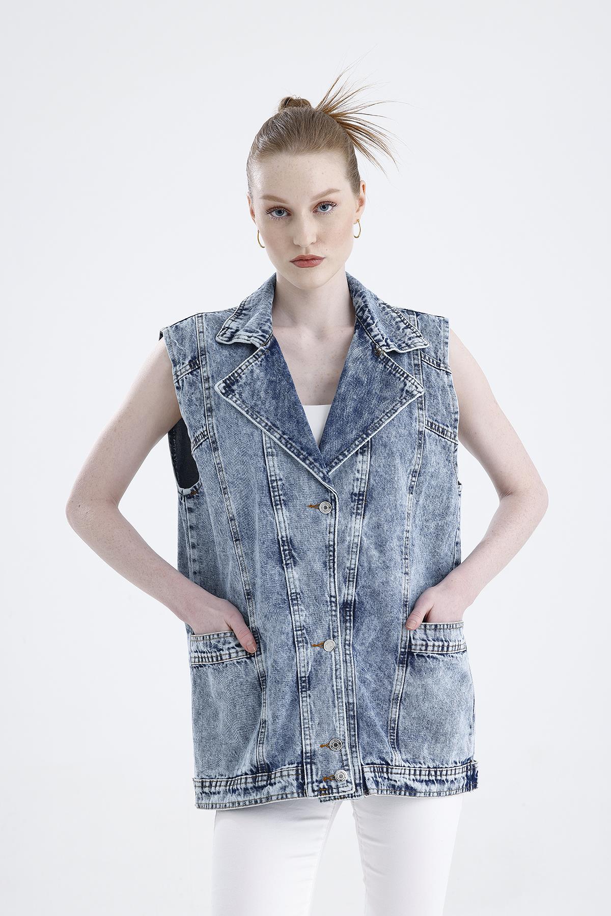 Oversize Boyfriend Basic Jeans Yelek