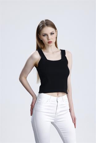 Yakası Taşlı Kalın Askılı Basic Atlet