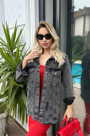 Yırtıklı Boyfriend Jeans Ceket