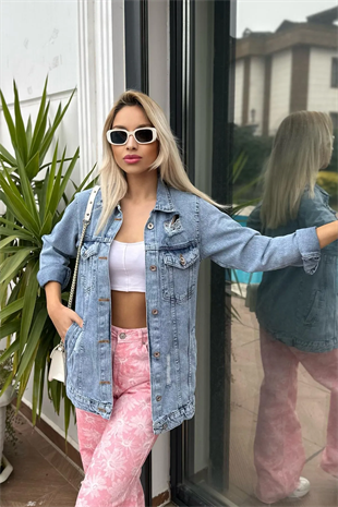 Yırtıklı Boyfriend Jeans Ceket