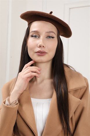 Kahverengi Fransız Keçe Ressam Şapkası