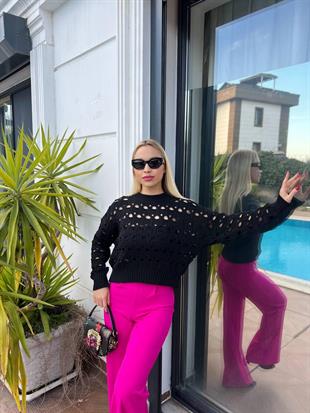 Yazlık Ajurlu Triko Bluz