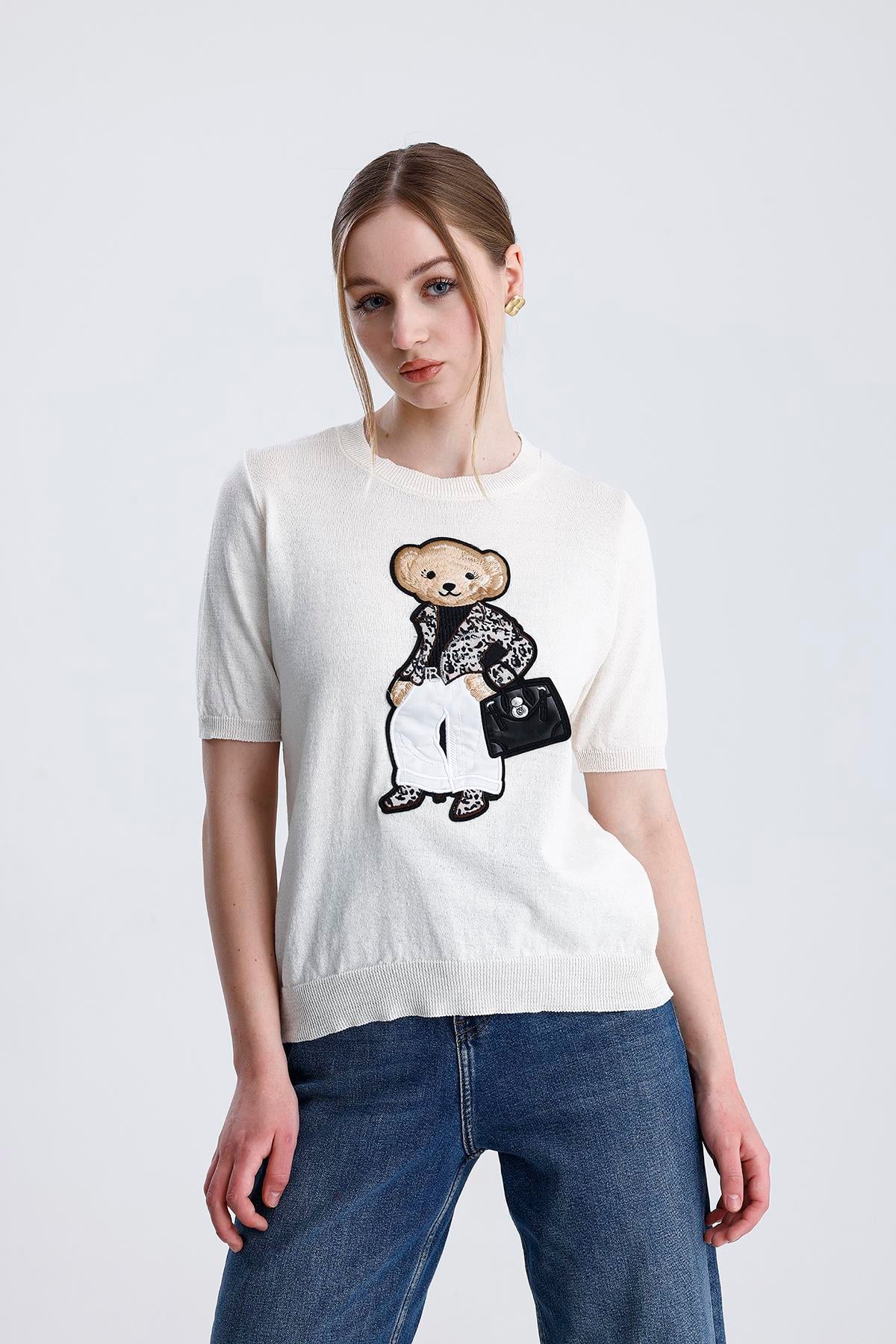 Teddy Ayıcıklı Triko Bluz