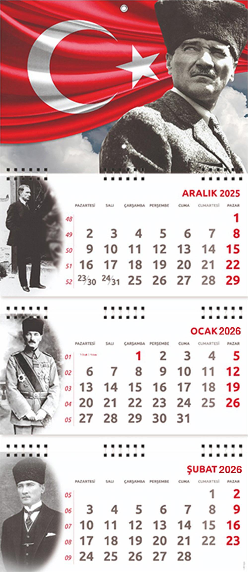 2026 Atatürk Gemici Duvar Takvimi - Ayyıldız
