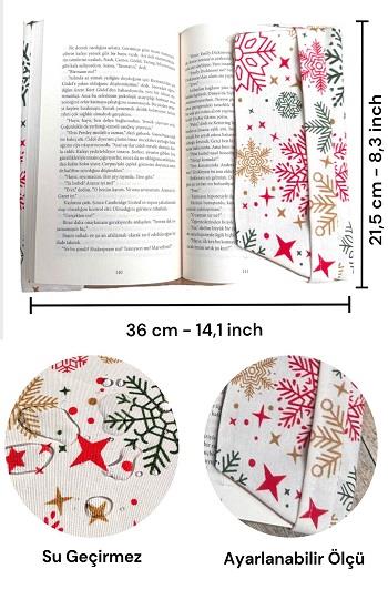 Kar Desenli Ayarlanabilir Kitap Kılıfı