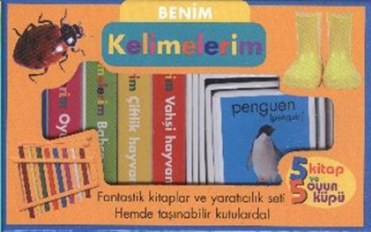 Bahçe Yiyecekler Çiftlik Kelimelerim 5 Kitap ve 5 Oyun Küpü / Toys Food Farm Animals Words 5 Books and 5 Building Blocks