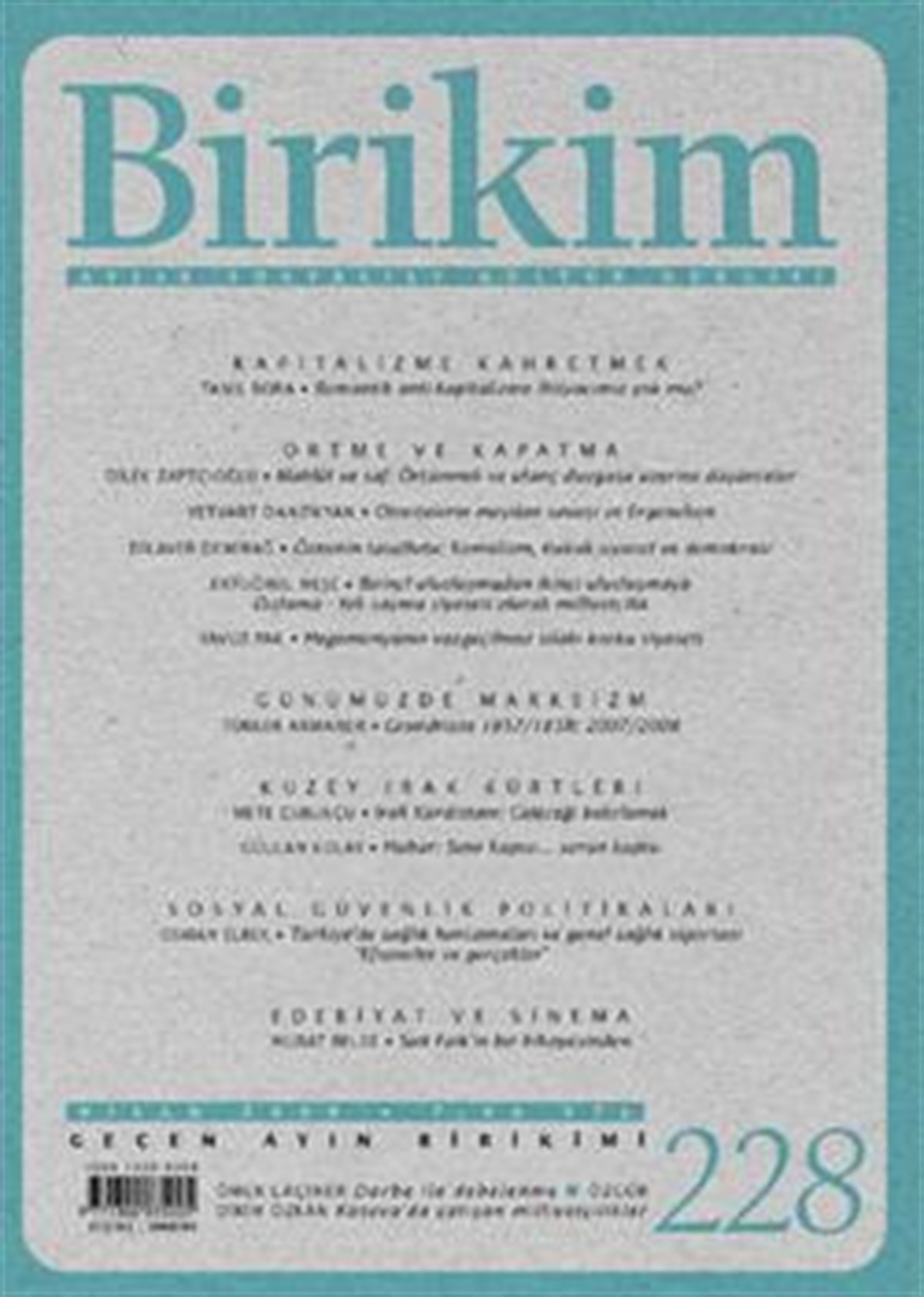 Birikim Sayı 228 (Nisan 2008)