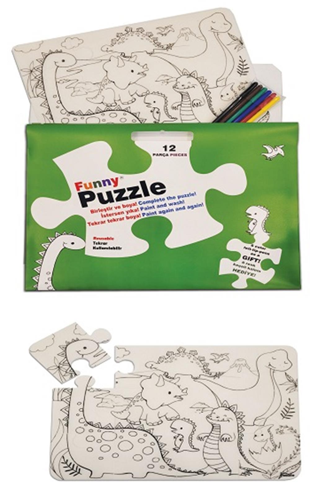 Dinozor Çağı - Beyaz (Washable Puzzle)
