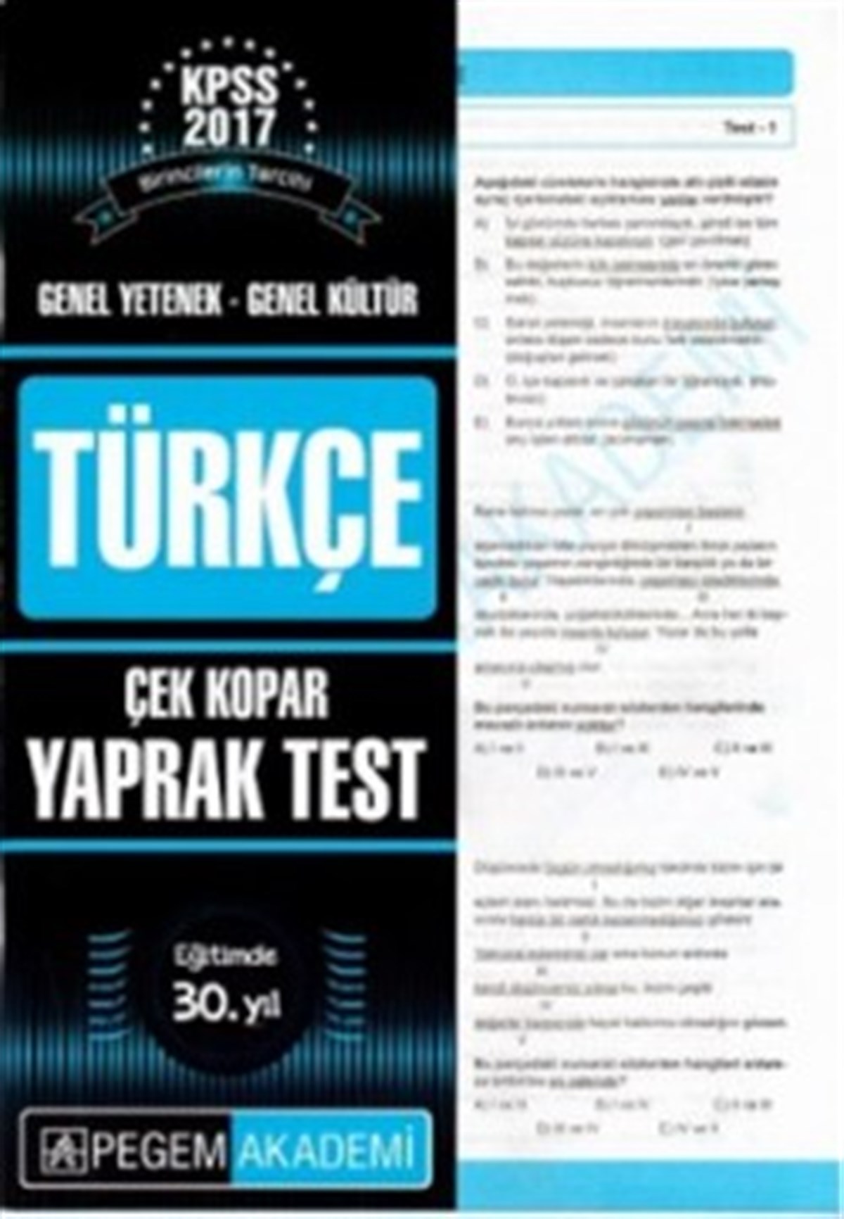 GY-GK Türkçe Çek Kopar Yaprak Test