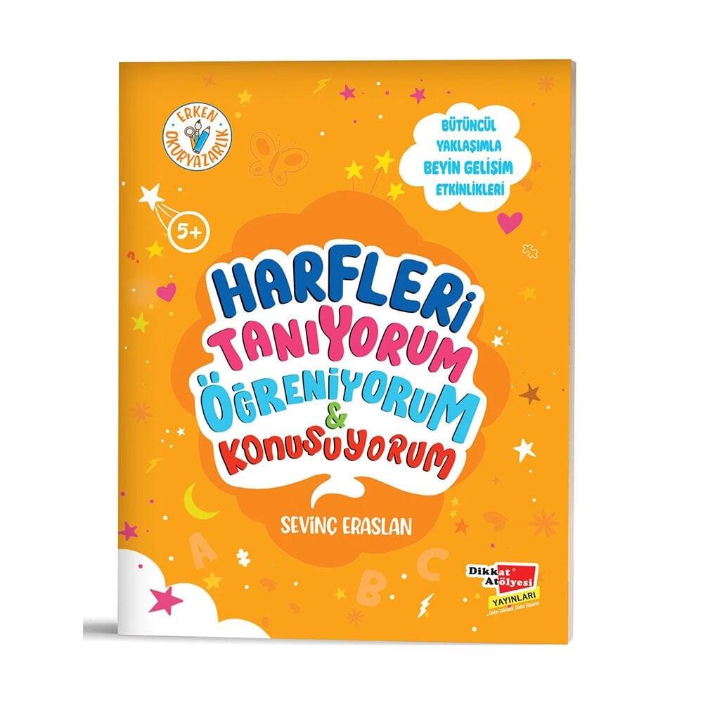 Harf Öğrenme Kitabı -  Harfleri Tanıyorum Öğreniyorum ve Konuşuyorum – 5+ Yaş