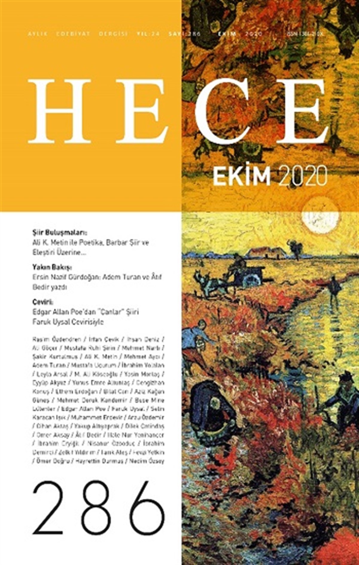 Hece Aylık Edebiyat Dergisi Sayı 286 Ekim 2020