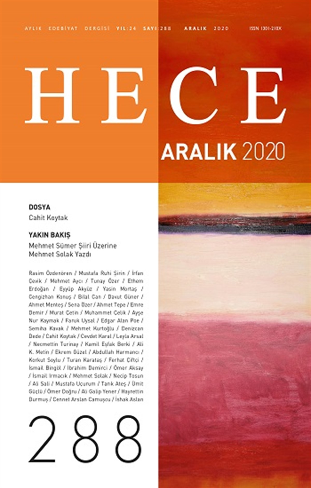 Hece Aylık Edebiyat Dergisi Sayı 288 Aralık 2020