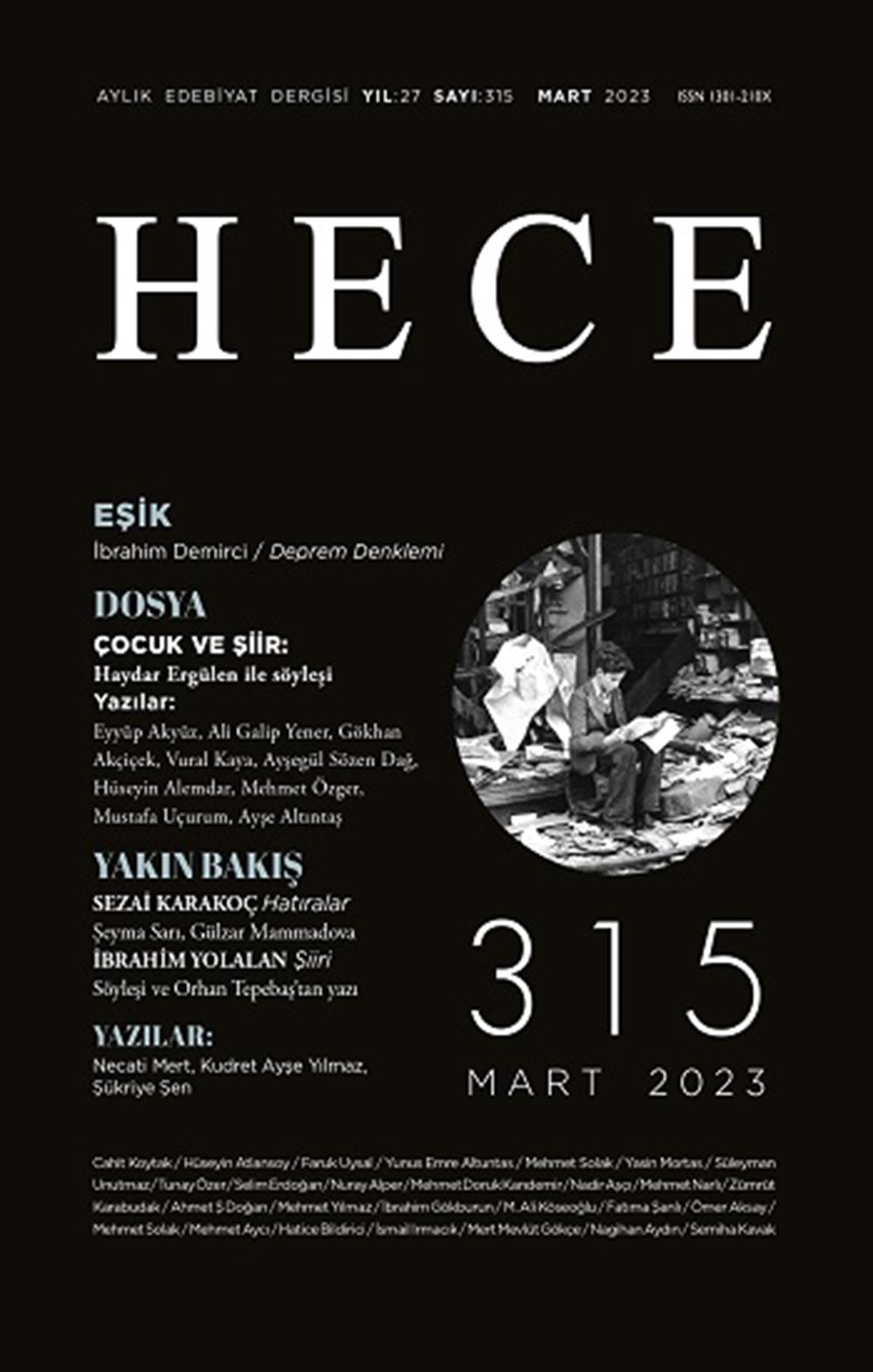 Hece Dergisi Sayı: 315 Mart 2023