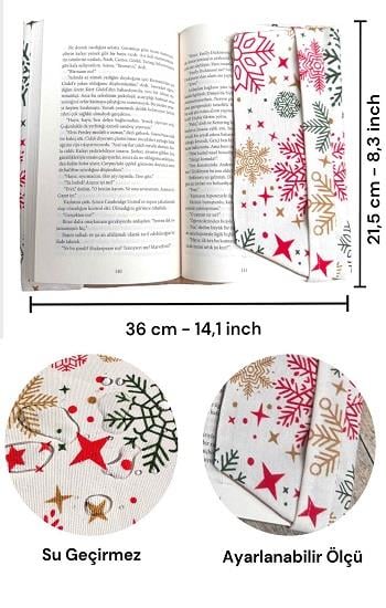 Kar Desenli Ayarlanabilir Kitap Kılıfı