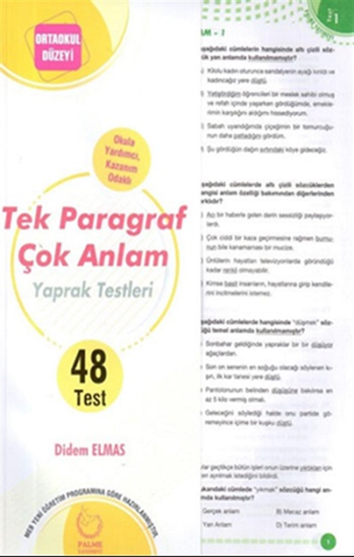 Ortaokul Düzeyi Tek Paragraf Çok Anlam Yaprak Test