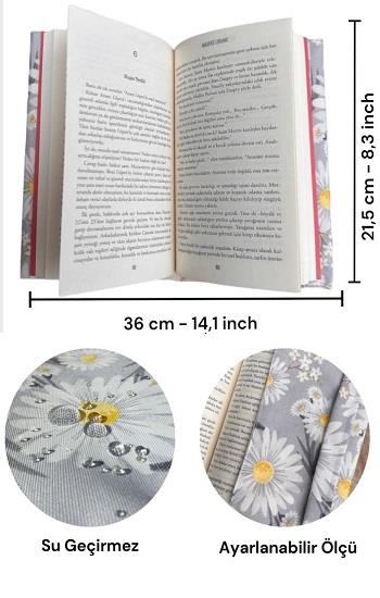 Papatya Desenli Ayarlanabilir Kitap Kılıfı