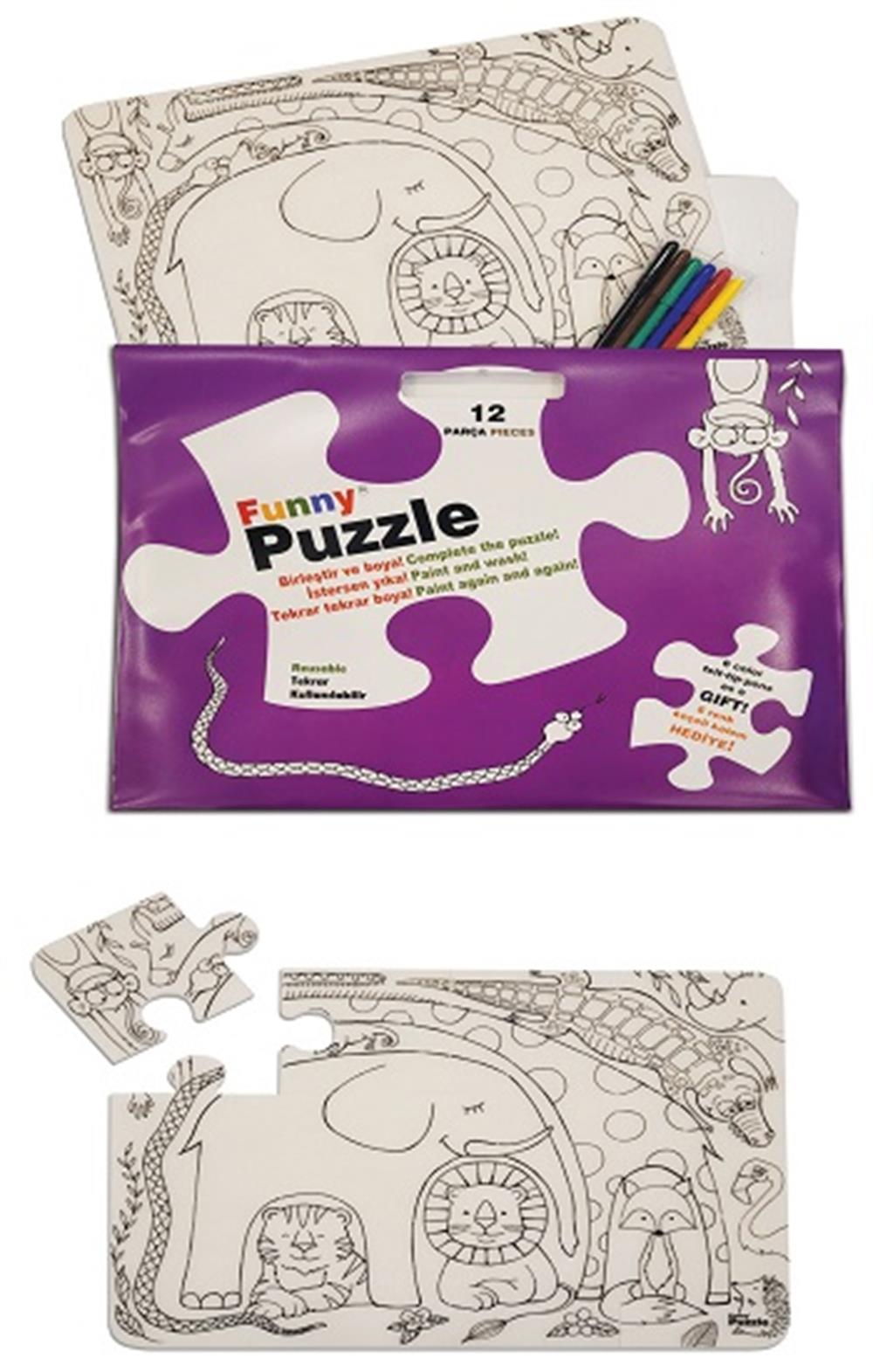 Sevimli Dostlar - Beyaz  (Washable Puzzle)