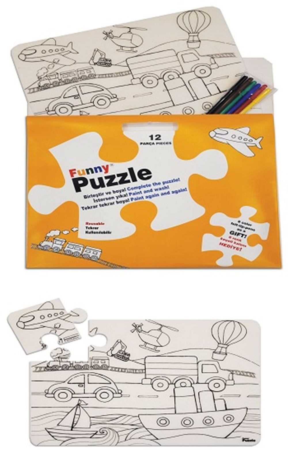 Taşıtlar - Beyaz (Washable Puzzle)