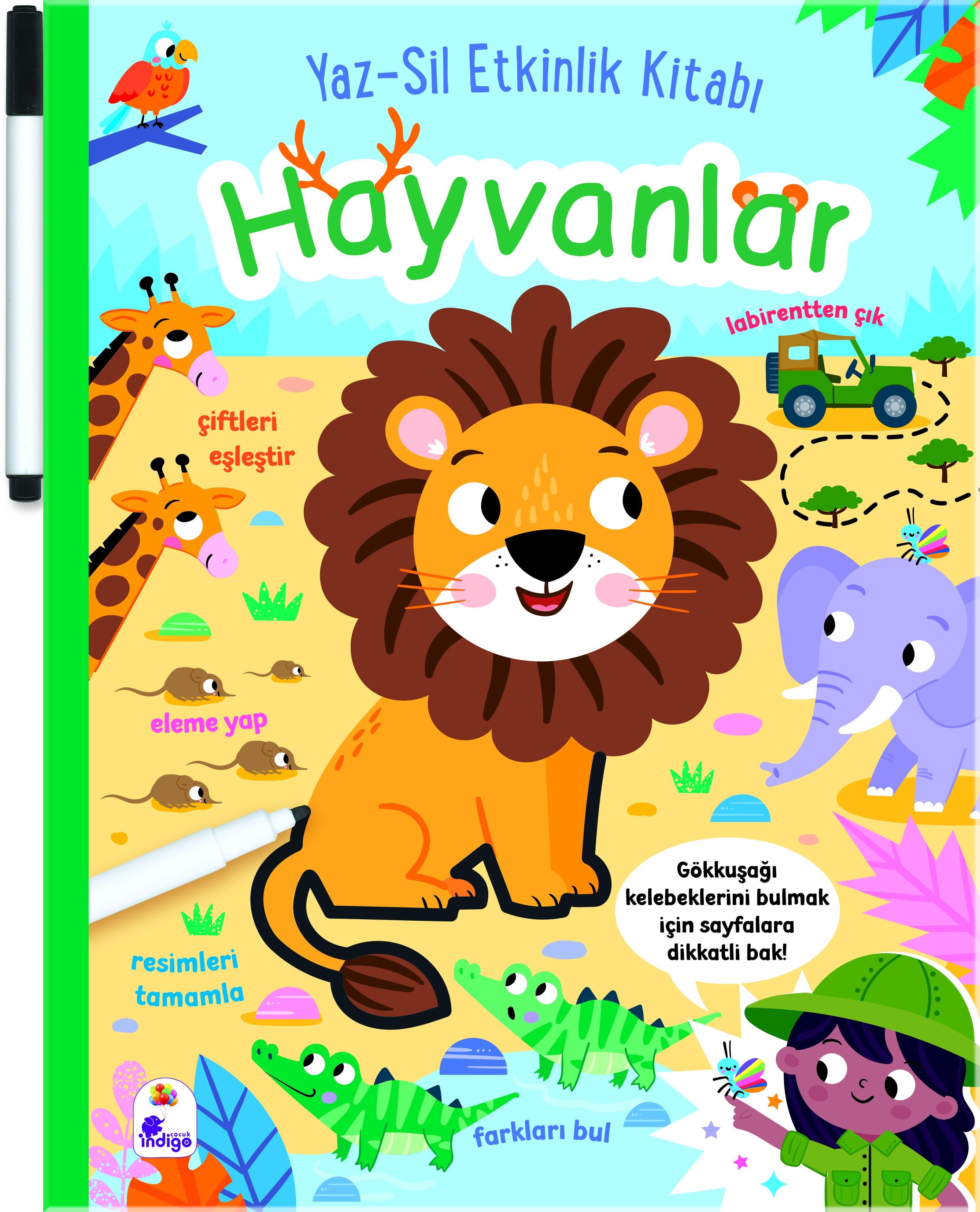 Yaz-Sil Etkinlik Kitabı – Hayvanlar (Kalemli)