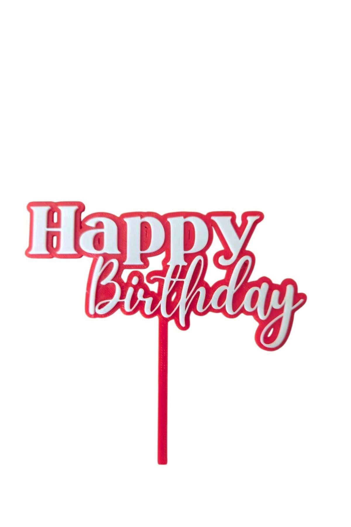 HAPPY BİRTDAY KIRMIZI-BEYAZ PLEKSİ