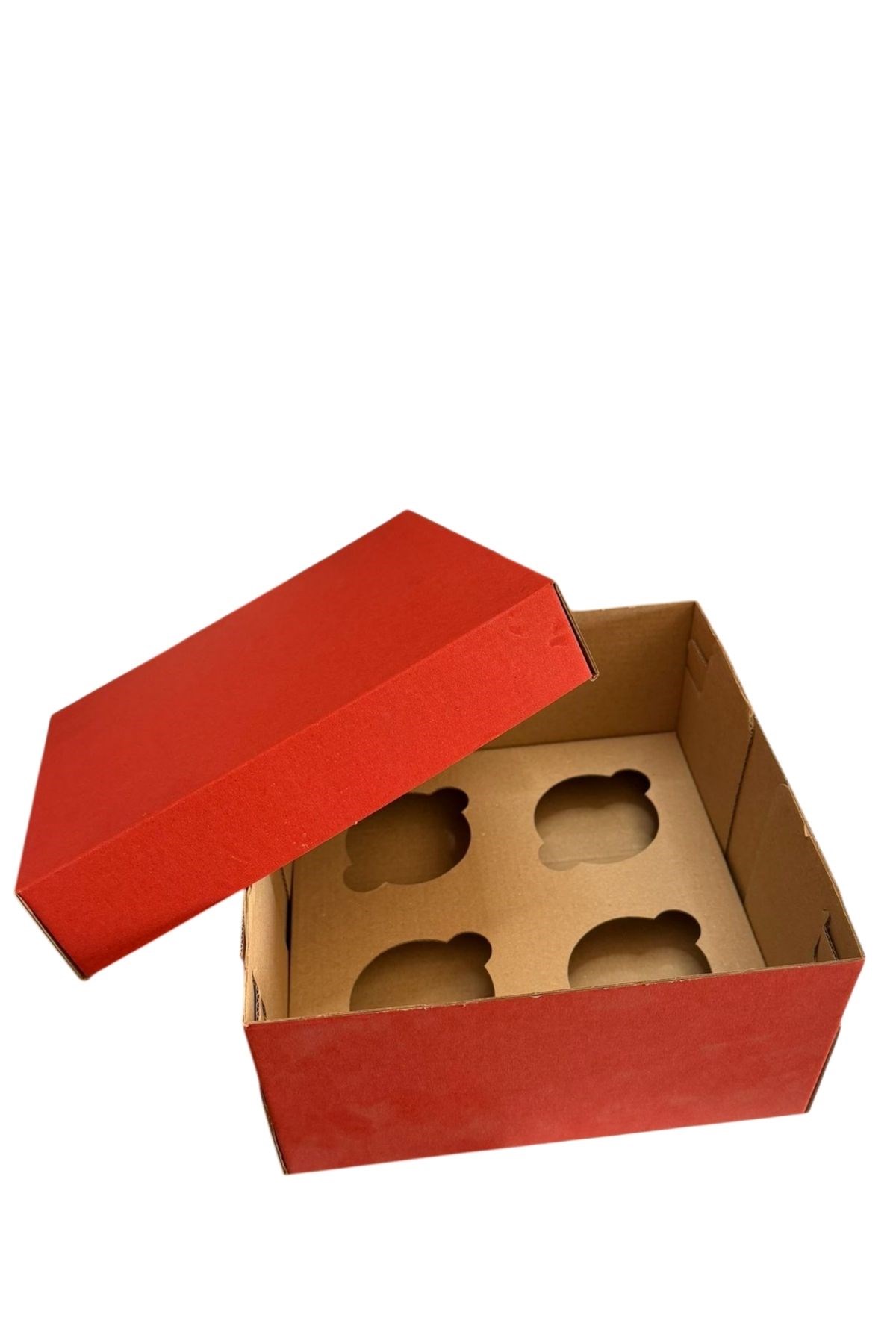 KIRMIZI 4 LÜ CUPCAKE KUTUSU