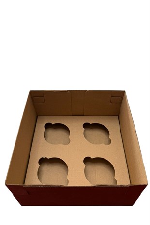 KIRMIZI 4 LÜ CUPCAKE KUTUSU