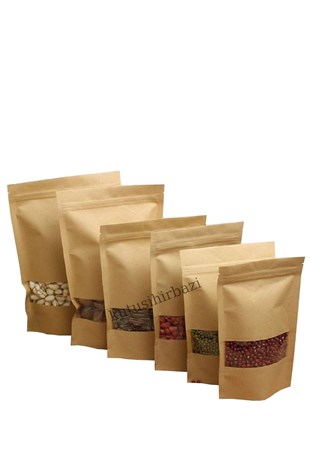 18x29 PENCERELİ KRAFT KİLİTLİ DOYPACK