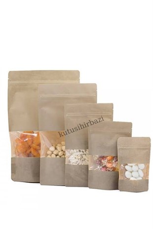 20x30 PENCERELİ KRAFT KİLİTLİ DOYPACK