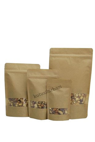 20x30 PENCERELİ KRAFT KİLİTLİ DOYPACK