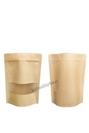 25x34 PENCERELİ KRAFT KİLİTLİ DOYPACK