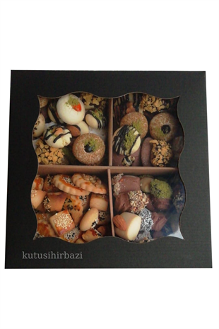 SEPERATÖRLÜ 23x23x6 SİYAH PENCERELİ KUTU