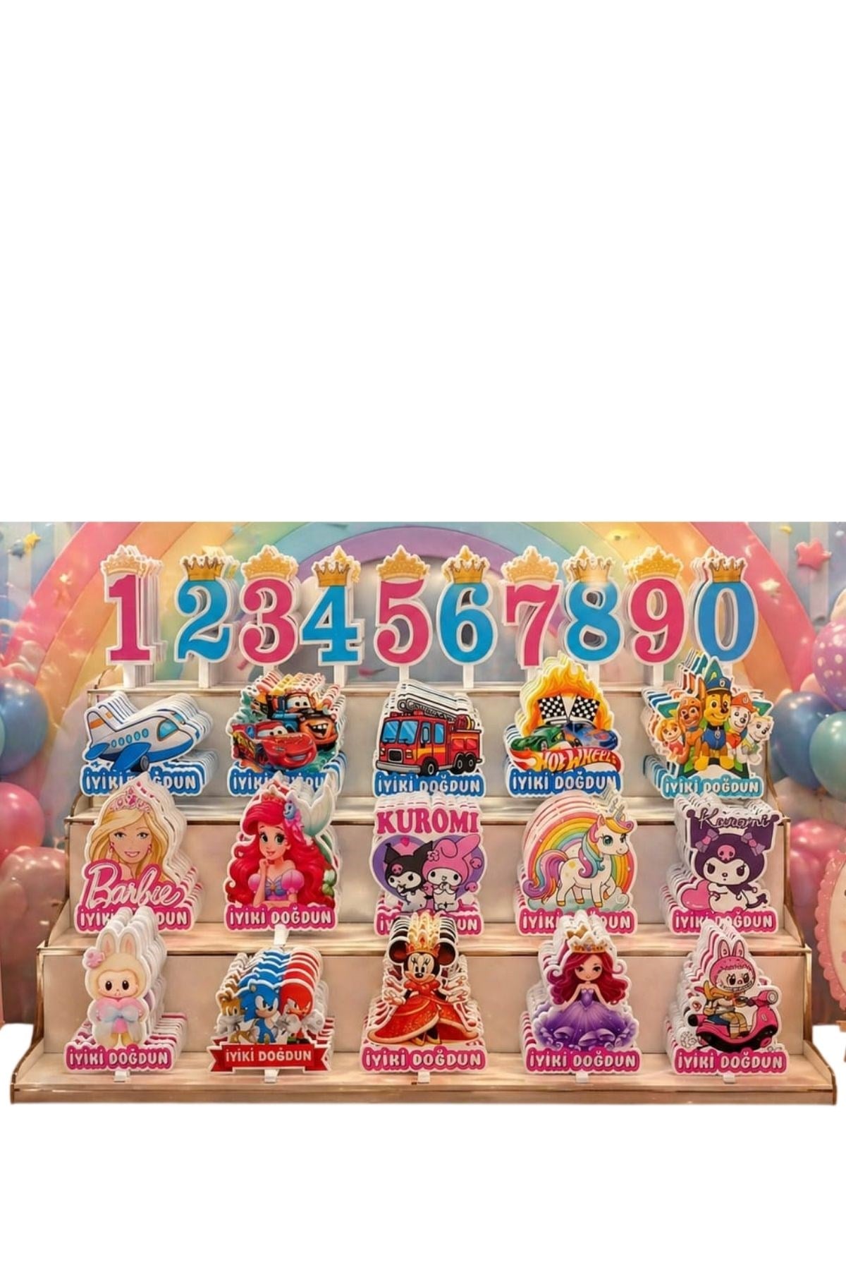ÇİZGİ KARAKTER RENKLİ PLEKSİ STAND 250 PARÇA