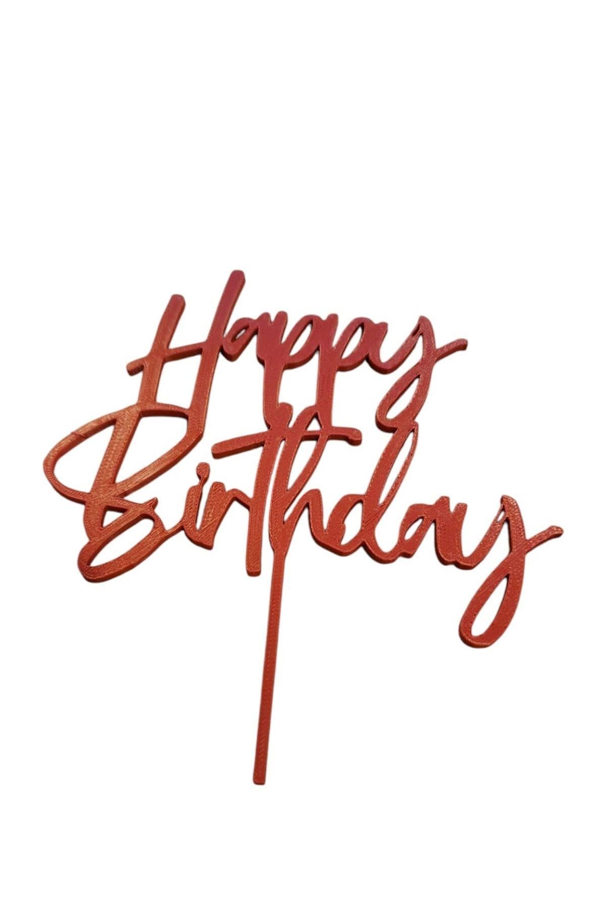 HAPPY BİRTDAY KIRMIZI PASTA SÜSÜ