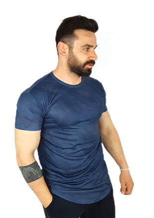 Lacivert Desenli T-Shirt