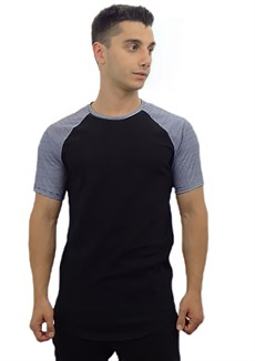 Siyah Omuzu Çizgili T-shirt 10141