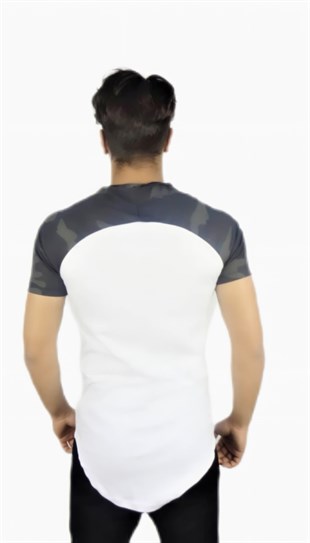 Boyu Uzun Desenli T-shirt Siyah