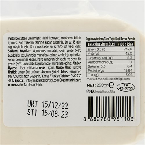 %100 Keçi Beyaz Peynir (250 gr) Madalı