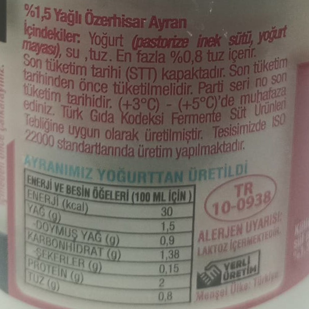 Ayran, Cam Şişe (245 ml) ÖzerHisar