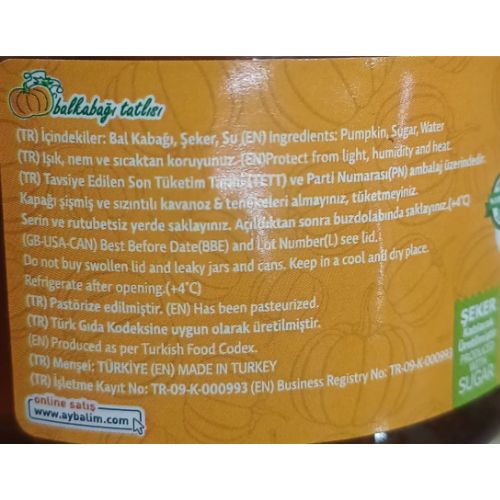 Çıtır Kabak Tatlısı ( 400 Gr ) Aybalım