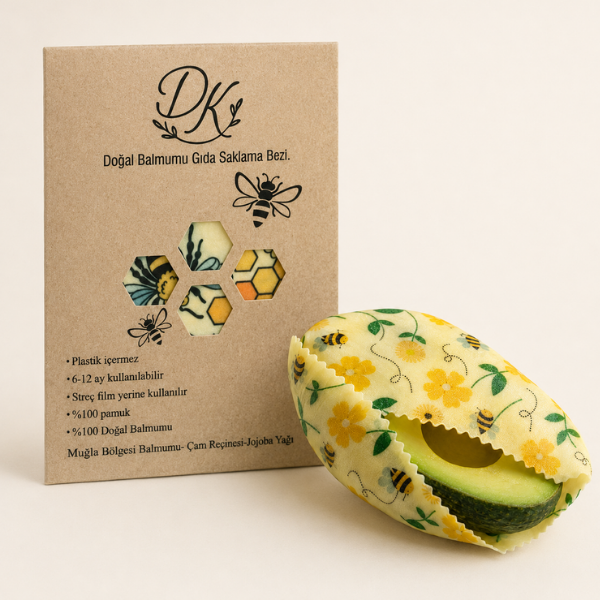 Doğal Balmumu Gıda Saklama Bezi 3lü Set (20x20 Cm + 30x30 Cm + 40x40 Cm) Doğa Kucaklar