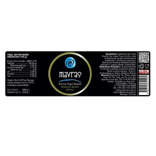 Edremit Tipi Kırma Yeşil Zeytin (250 gr) Mavras