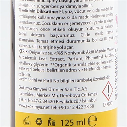 Ekolojik & Vegan Hijyenik Temizleyici Sprey (125 ml) Ecos3