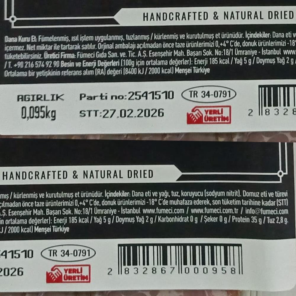 Füme Kuru Et kontrafile Geleneksel (125 gr) Fümeci Smokehouse