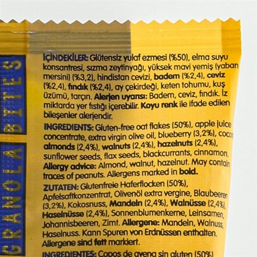 Glutensiz Yaban Mersini-Yemiş Granola Bites (40 gr) Moms