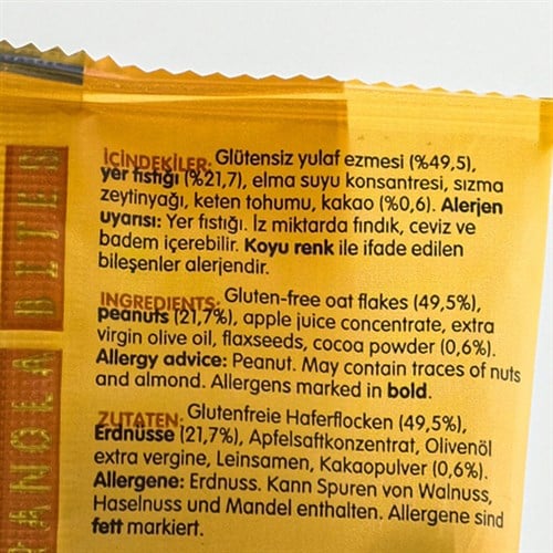 Glutensiz Yer Fıstığı - Kakao Granola Bites (40 gr) Moms