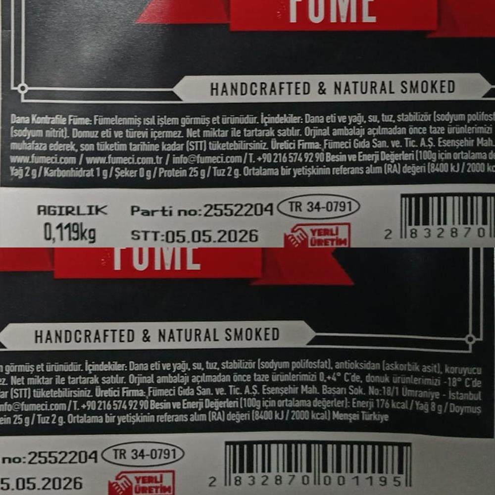 Kontrafile Füme, Dilimli (125 gr) Fümeci Smokehouse