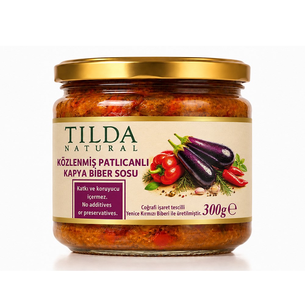 Közlenmiş Patlıcanlı Kapya Biber Sosu (300 gr) Tilda