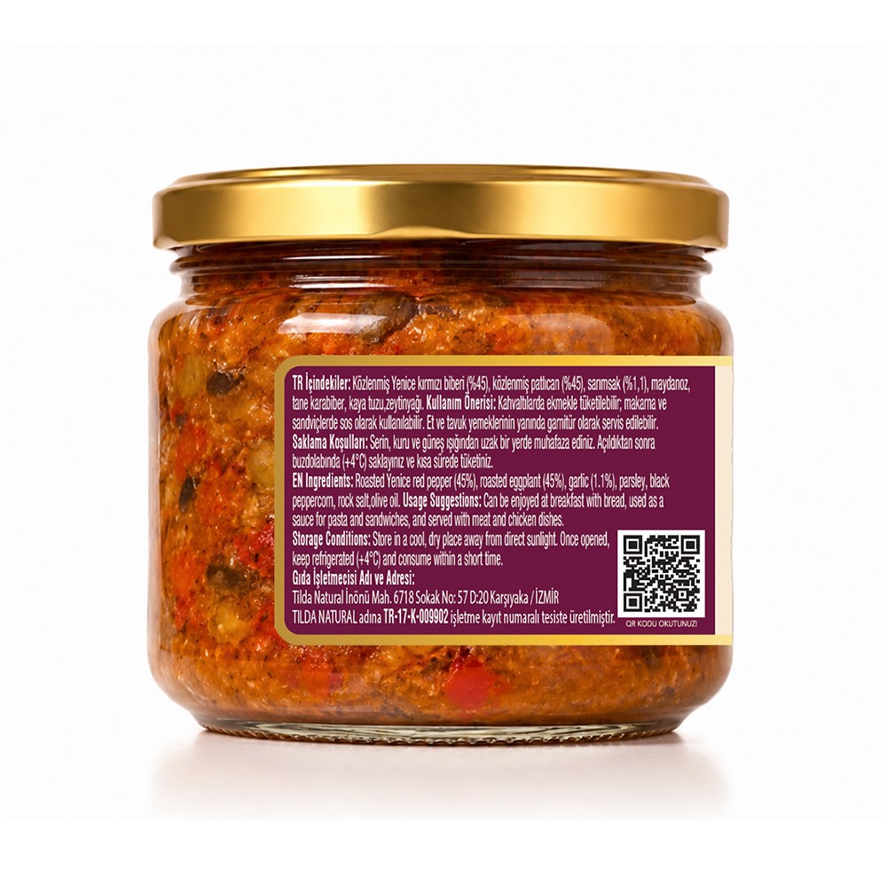 Közlenmiş Patlıcanlı Kapya Biber Sosu (300 gr) Tilda